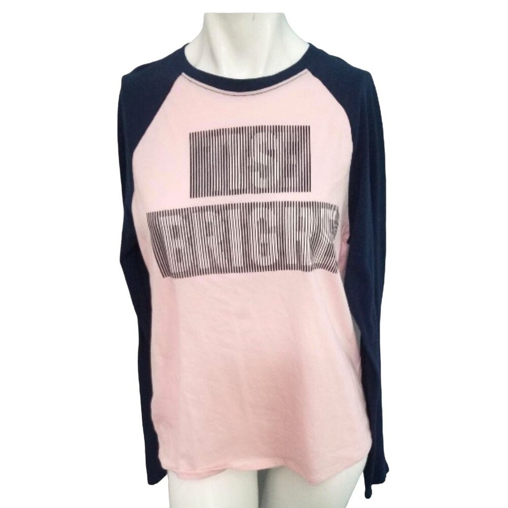 Athletic Works Girls Raglan Shirt Pink Sz XXL 18 Navy Blue